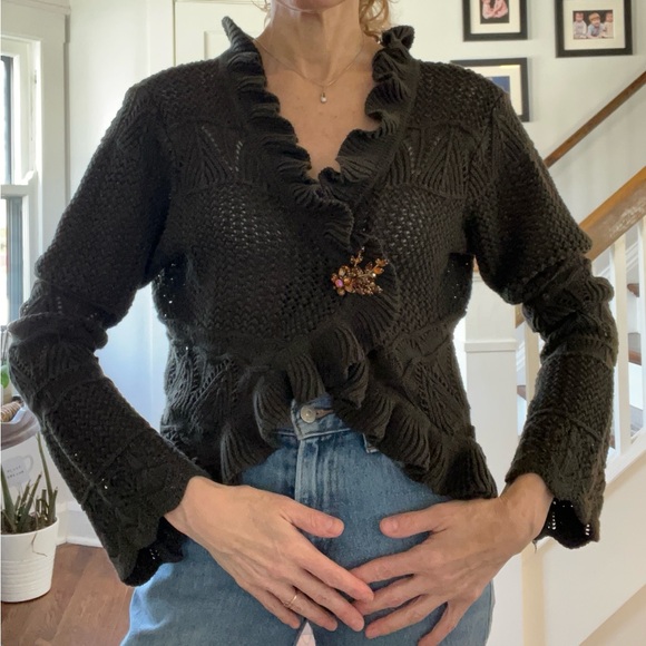 Disturbia Jackets & Blazers - Disturbia Whimsickle Tie Close Black Cardigan Crochet